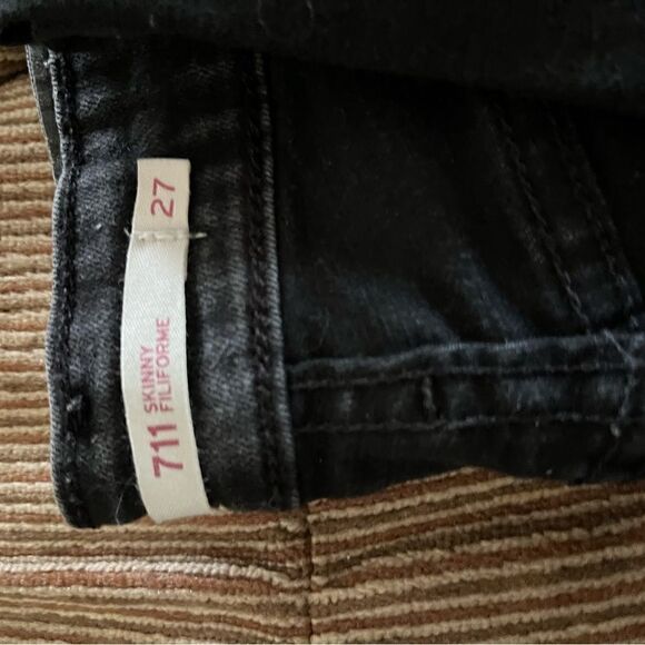 Levi’s 711 Black Mid-Rise Skinny Jeans Size 27 - Picture 4 of 7